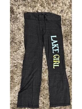 Lake Girl Black Flare Pants with Graphic Leg Print